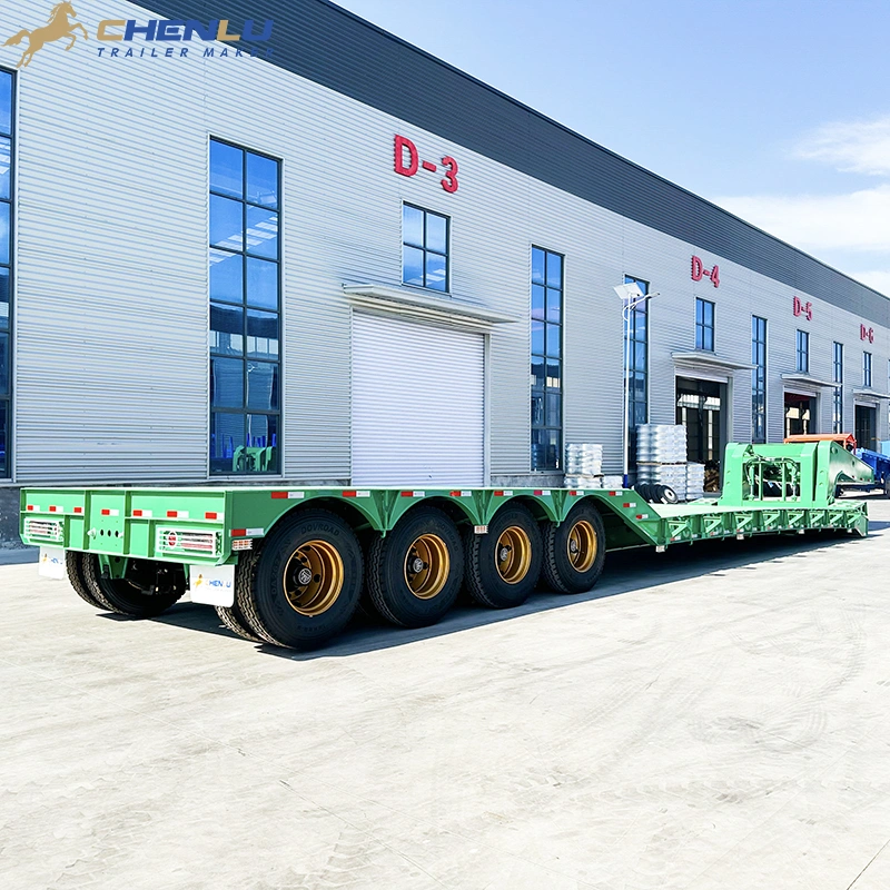 Rear view of the 100 ton 4 axle detachable gooseneck lowbed trailer