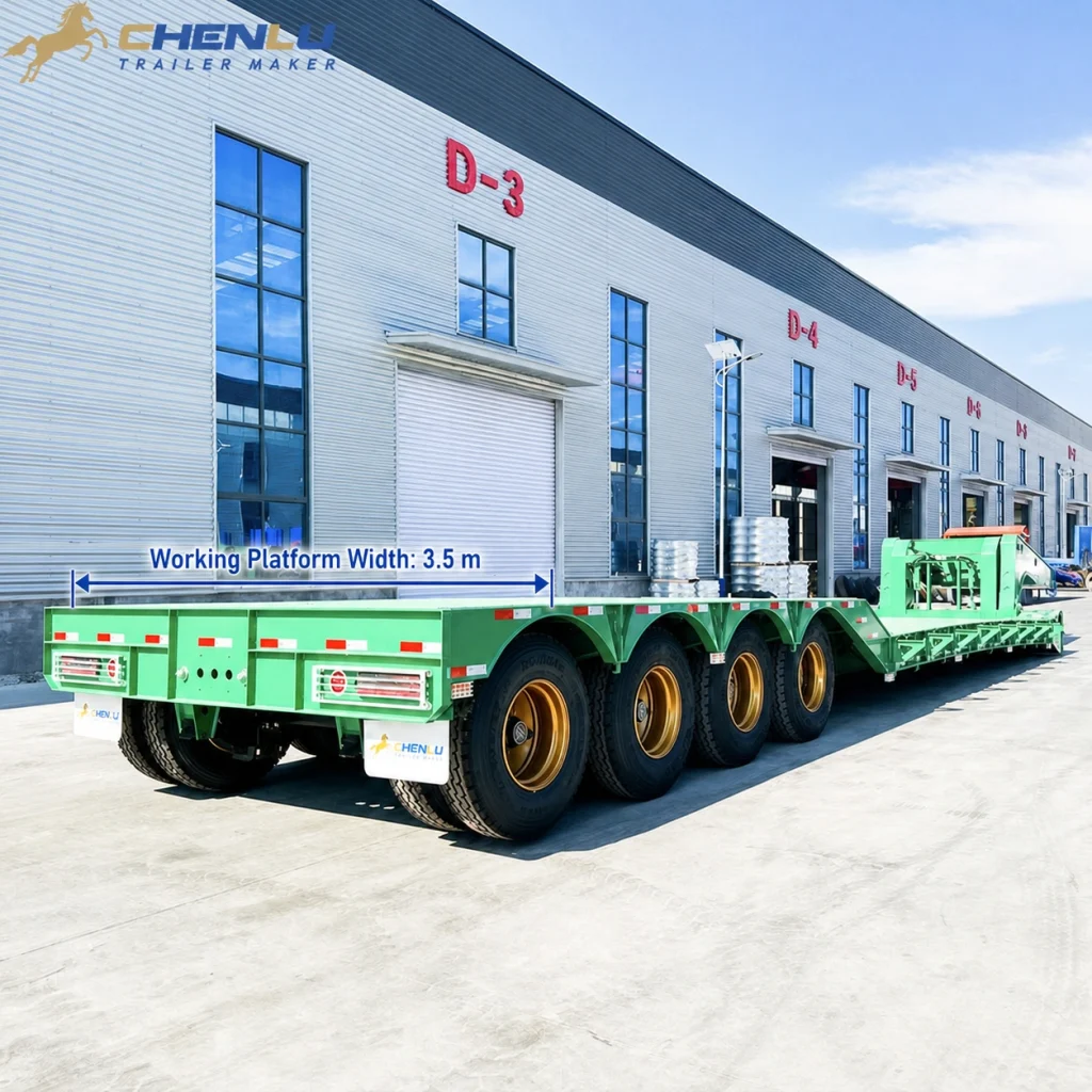 100 ton 4 axle RGN lowbed trailer with a 3.5 m wide low deck