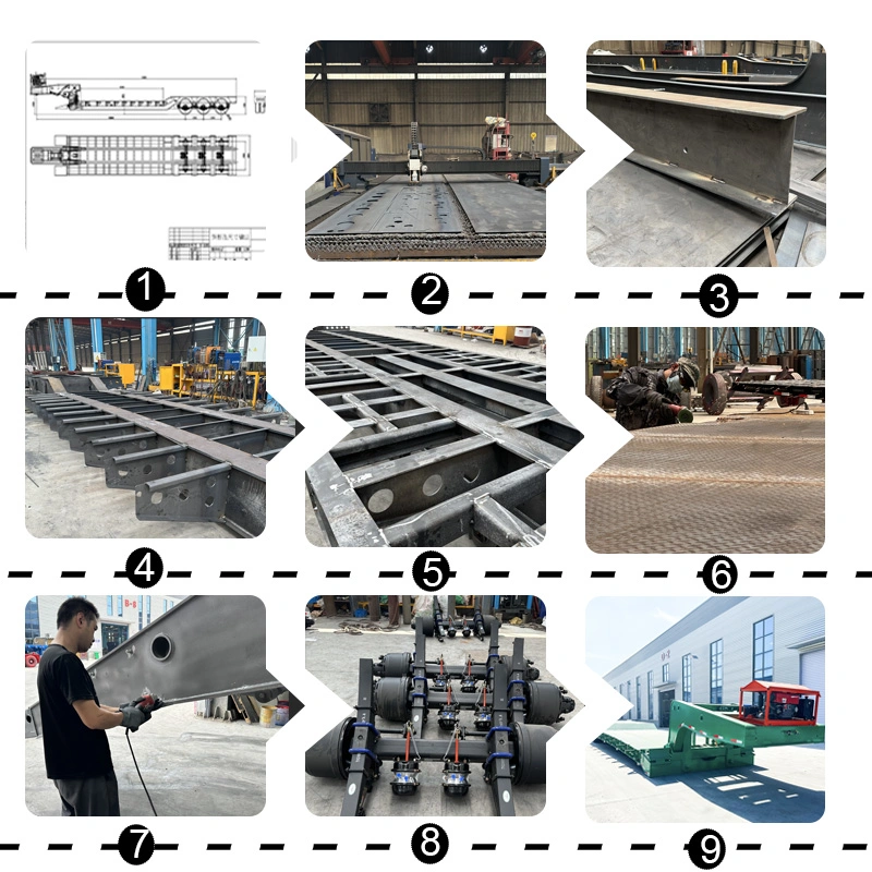 Production stages of a CHENLU detachable gooseneck lowbed trailer